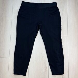 Orvis Women's Black Pull-On Stretch Dress Pants L Nylon Blend Slim Ankle Trouser